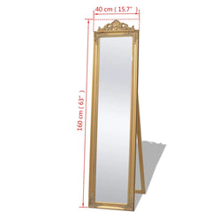 Free-Standing Mirror Baroque Style 160x40 cm Gold