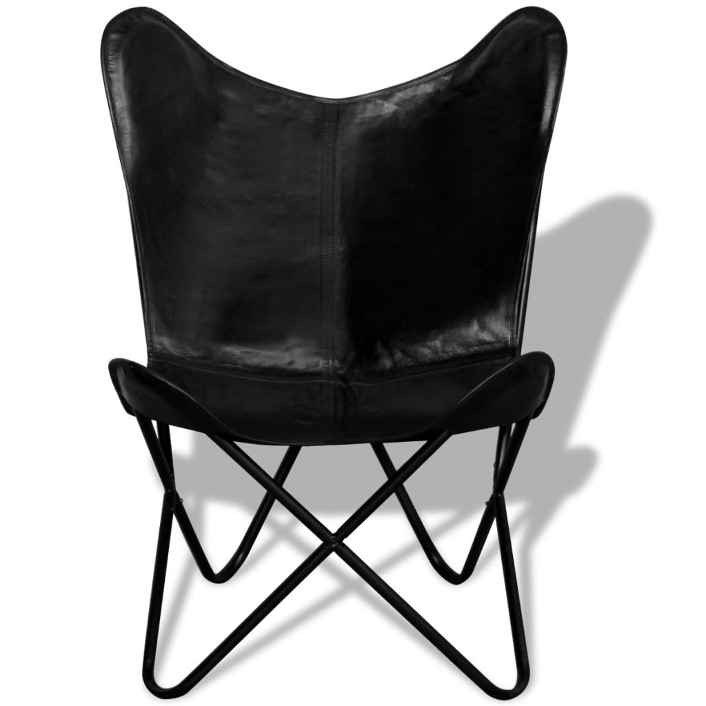 Butterfly Chair Real Leather Black