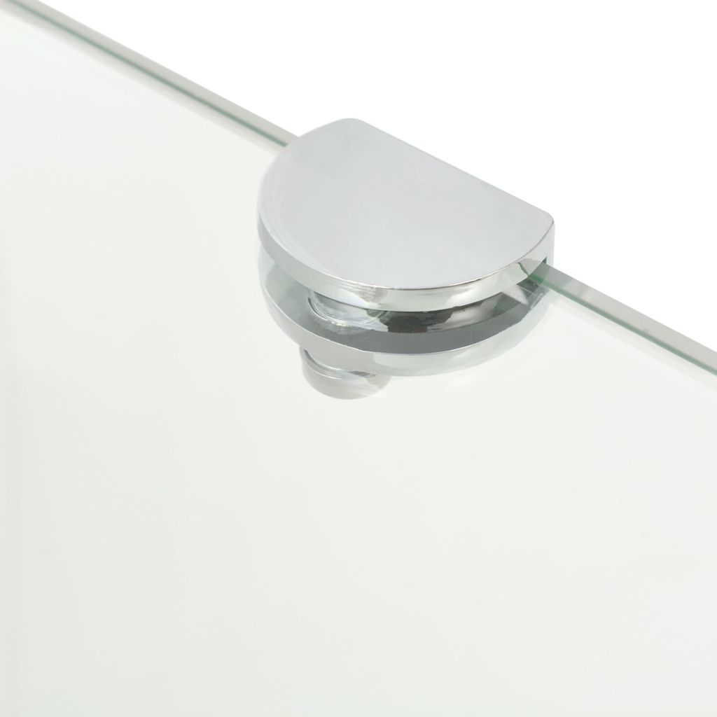 Corner Shelf with Chrome Supports Glass Clear 25x25 cm