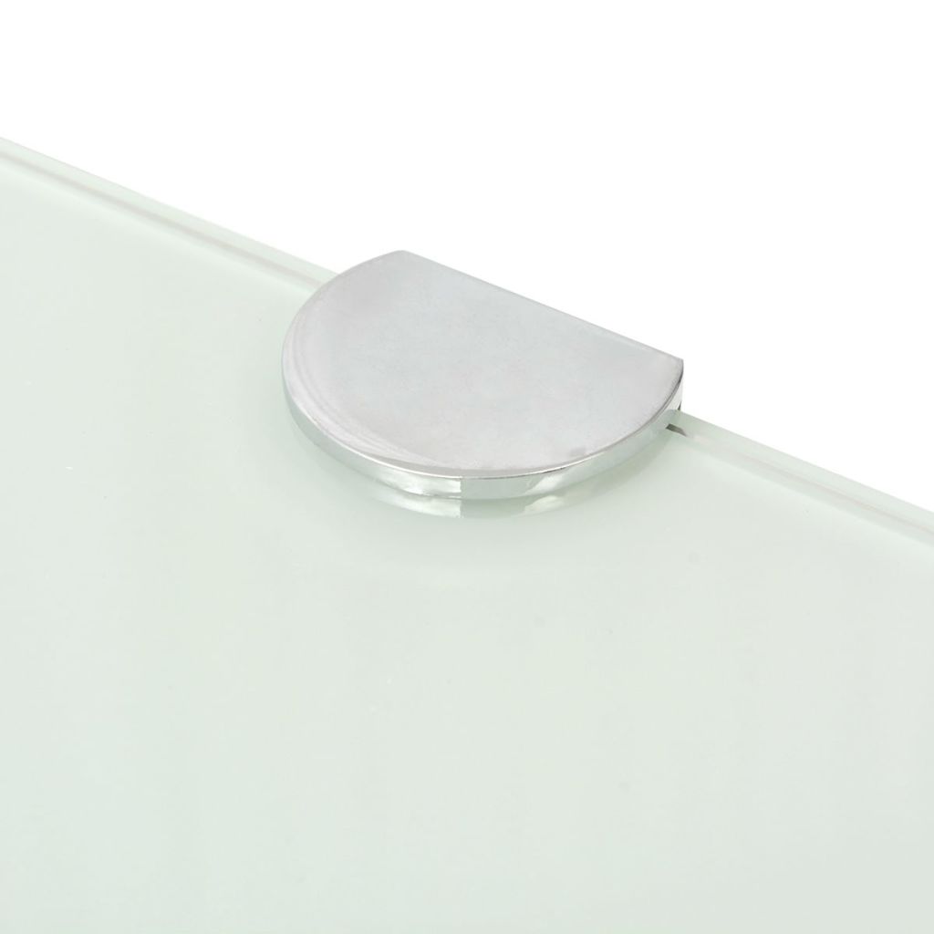 Corner Shelf with Chrome Supports Glass White 25x25 cm
