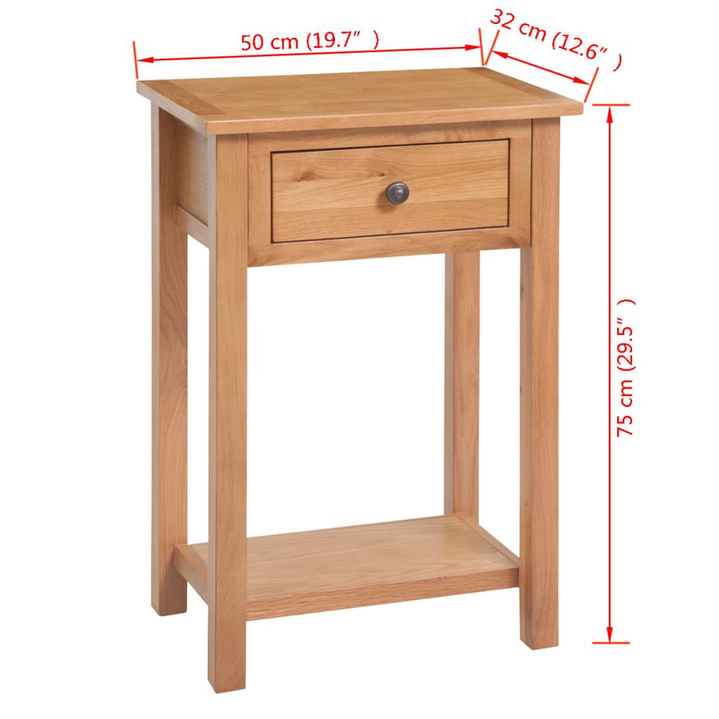 Console Table Solid Oak 50x32x75 cm Brown