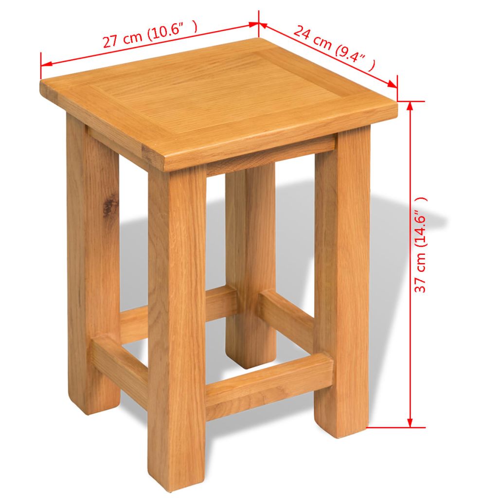 End Table Solid Oak 27x24x37 cm