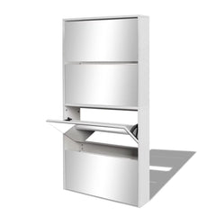 Shoe Cabinet 4-Layer Mirror White 63x17x134 cm