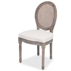 Dining Chairs 6 pcs Linen and Rattan