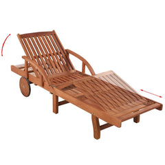 Sunlounger and Table Set 3 Pieces Solid Acacia Wood Brown