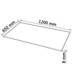 Table Top Tempered Glass Rectangular 1200x650 mm