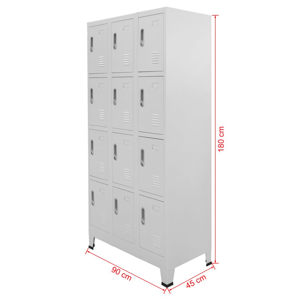 Locker Cabinet with 12 Compartments 90x45x180 cm