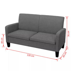 2-Seater Sofa 135x65x76 cm Dark Grey