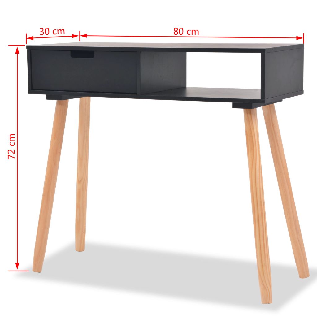 Console Table Solid Pinewood 80x30x72 cm Black