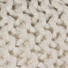 Hand-Knitted Pouffe Cotton 50x35 cm White