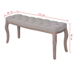 Bench Linen Solid Wood 110x38x48 cm Light Grey