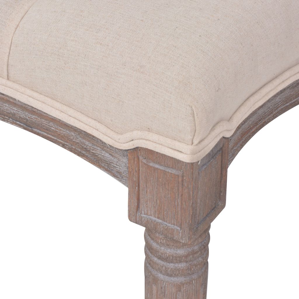 Bench Linen Solid Wood 150x40x48 cm Cream White