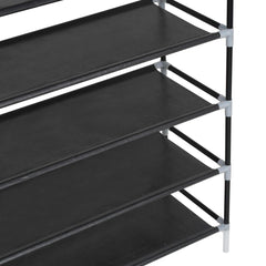Shoe Rack with 10 Shelves Metal and Non-woven Fabric Black