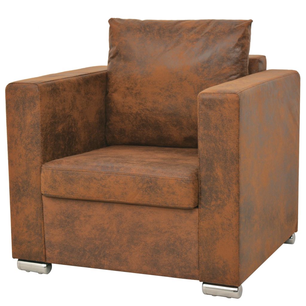 Sofa Set 3 Pieces Artificial Suede Leather