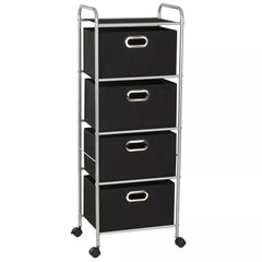 Shelving Unit with 4 Storage Boxes Steel and Non-woven Fabric