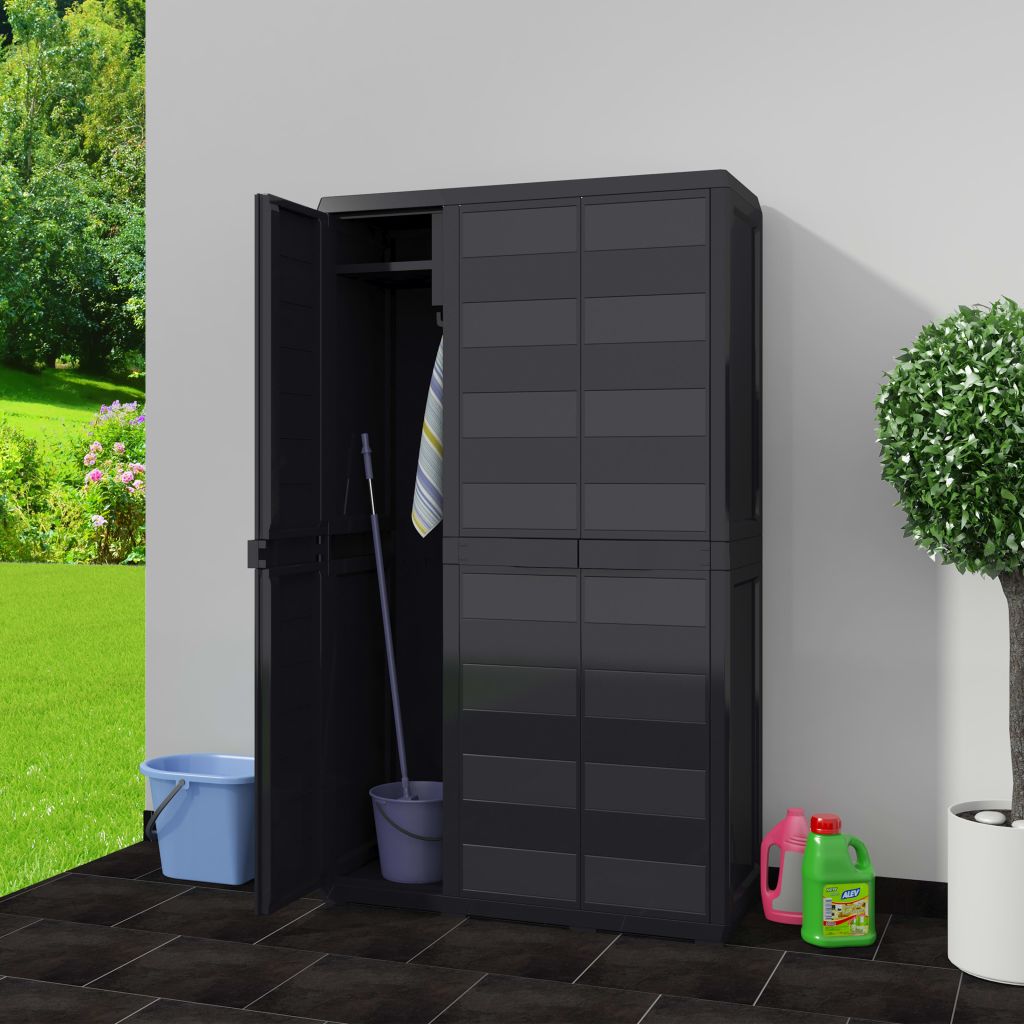 Garden Storage Cabinet with 4 Shelves Black