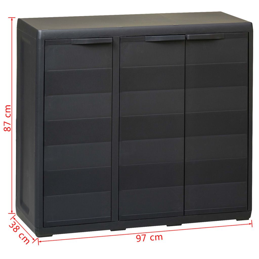 Garden Storage Cabinet with 2 Shelves Black