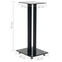 Speaker Stands 2 pcs Tempered Glass 2 Pillars Design Black