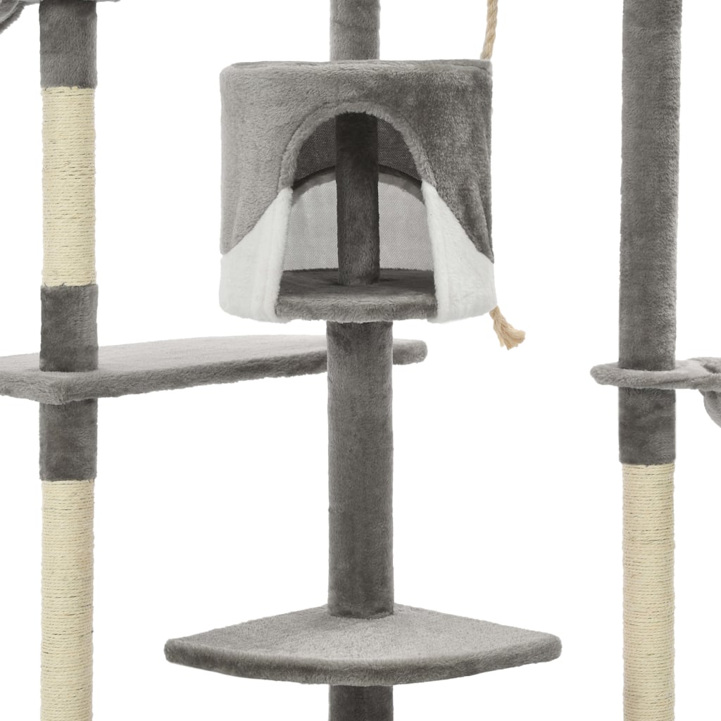 Cat Tree with Sisal Scratching Posts 203 cm Grey and White