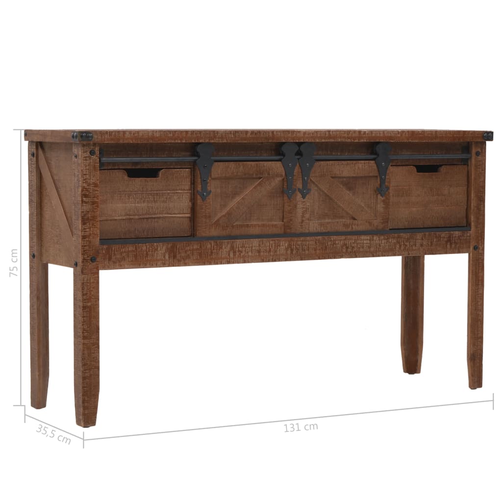 Console Table Solid Fir Wood 131x35.5x75 cm Brown
