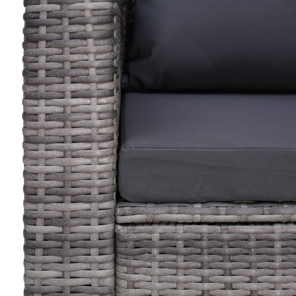 Garden Chair with Cushion and Pillow Poly Rattan Grey