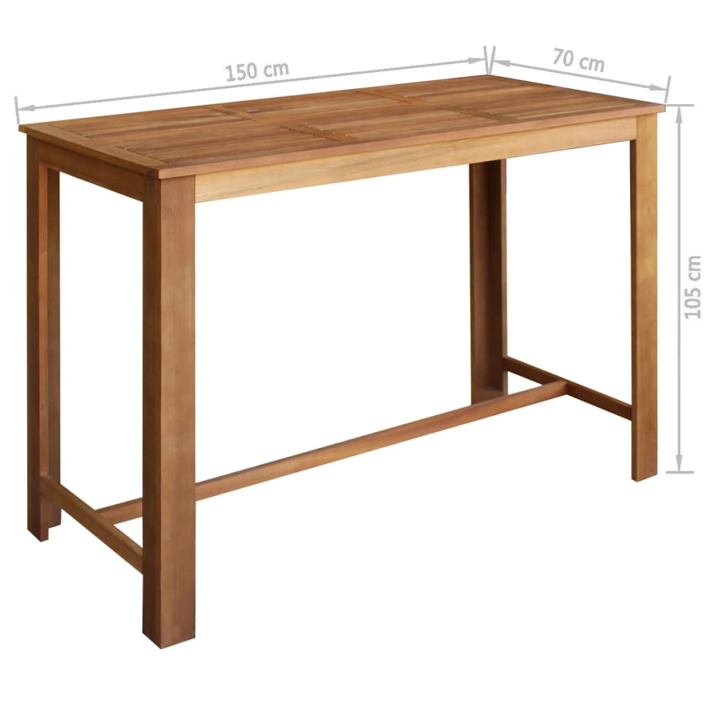 Bar Table Solid Acacia Wood 150x70x105 cm
