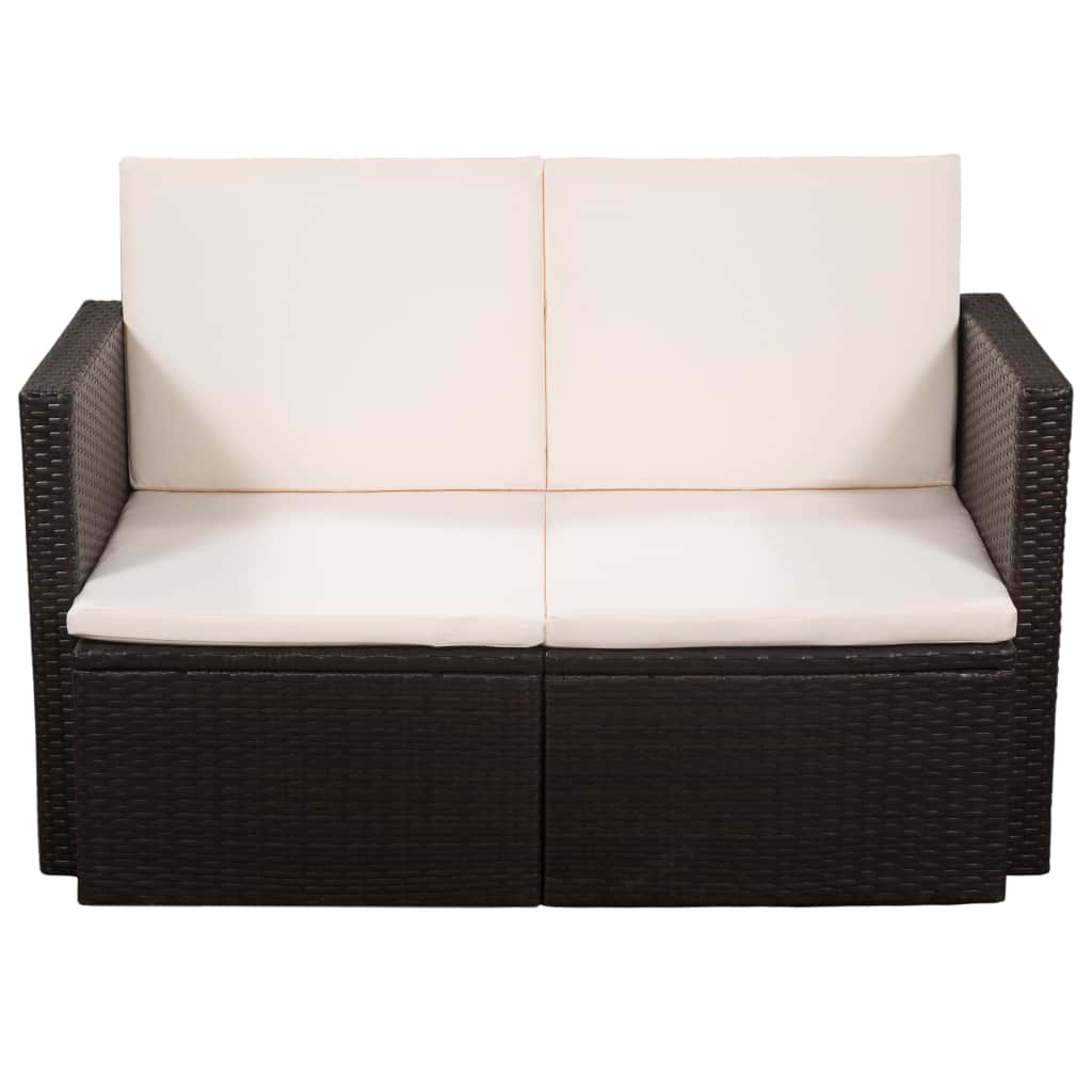 2-Seater Sofa Poly Rattan 118x65x74 cm Brown and Cream White