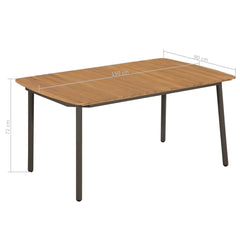 Outdoor Dining Table Solid Acacia Wood and Steel 150x90x72cm