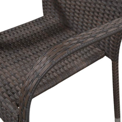 Outdoor Stacking Dining Chairs 2 pcs Poly Rattan Brown