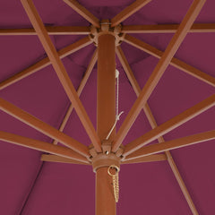 Outdoor Parasol with Wooden Pole 300 cm Bordeaux Red