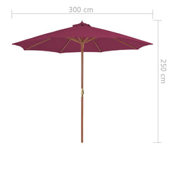 Outdoor Parasol with Wooden Pole 300 cm Bordeaux Red