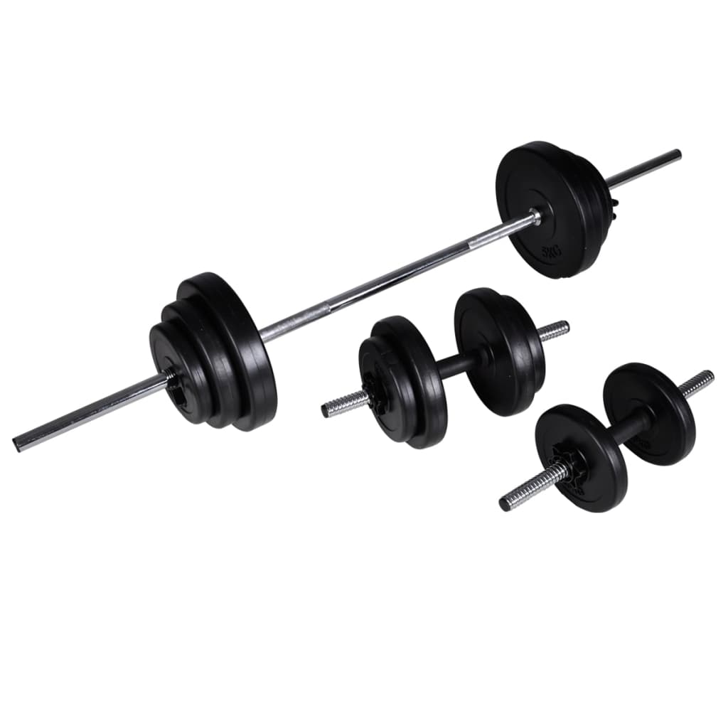 Workout Bench with Barbell and Dumbbell Set 30.5 kg