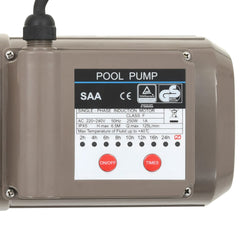 Pool Pump with Timer Black 0,25 HP 8000 L/h