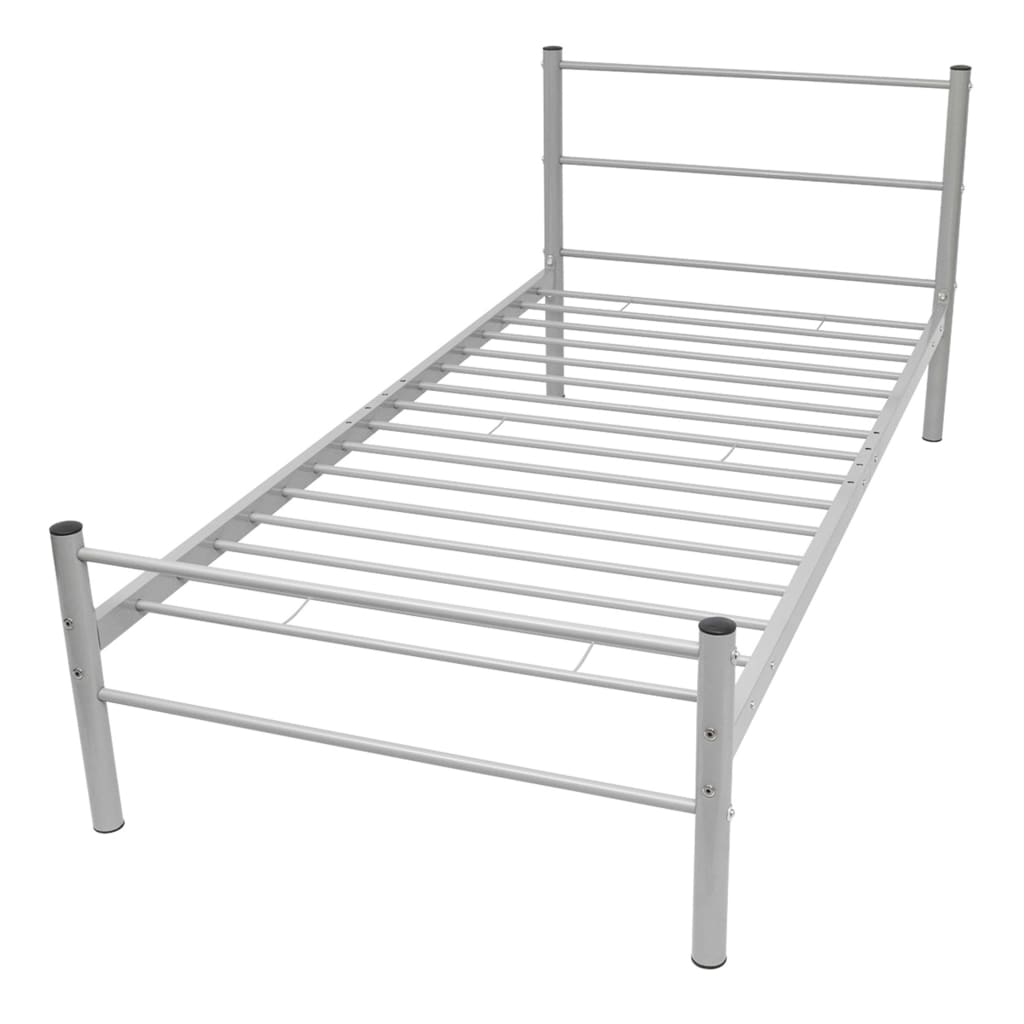 Bed Frame Grey Metal King Single Size