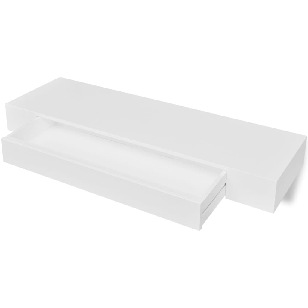 Floating Wall Shelves with Drawers 2 pcs White 80 cm