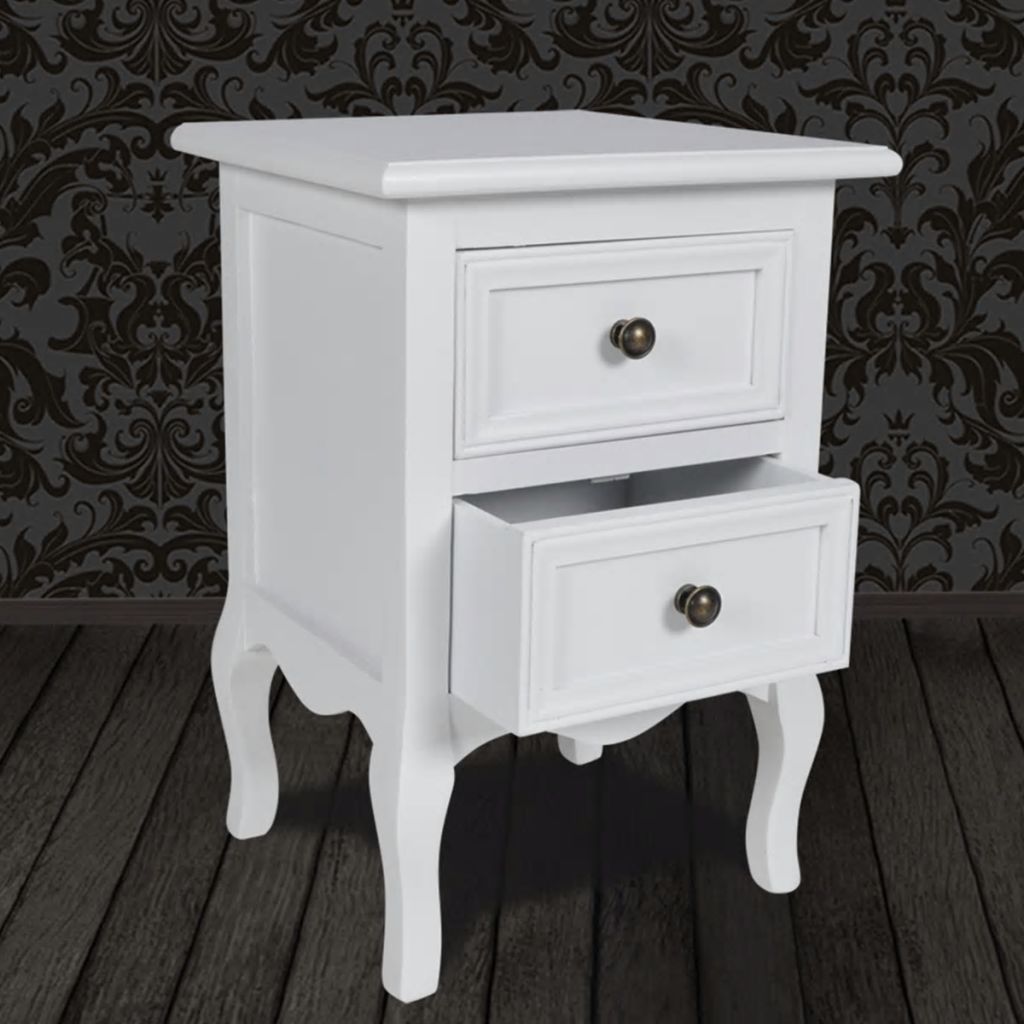 Nightstand with 2 Drawers MDF White