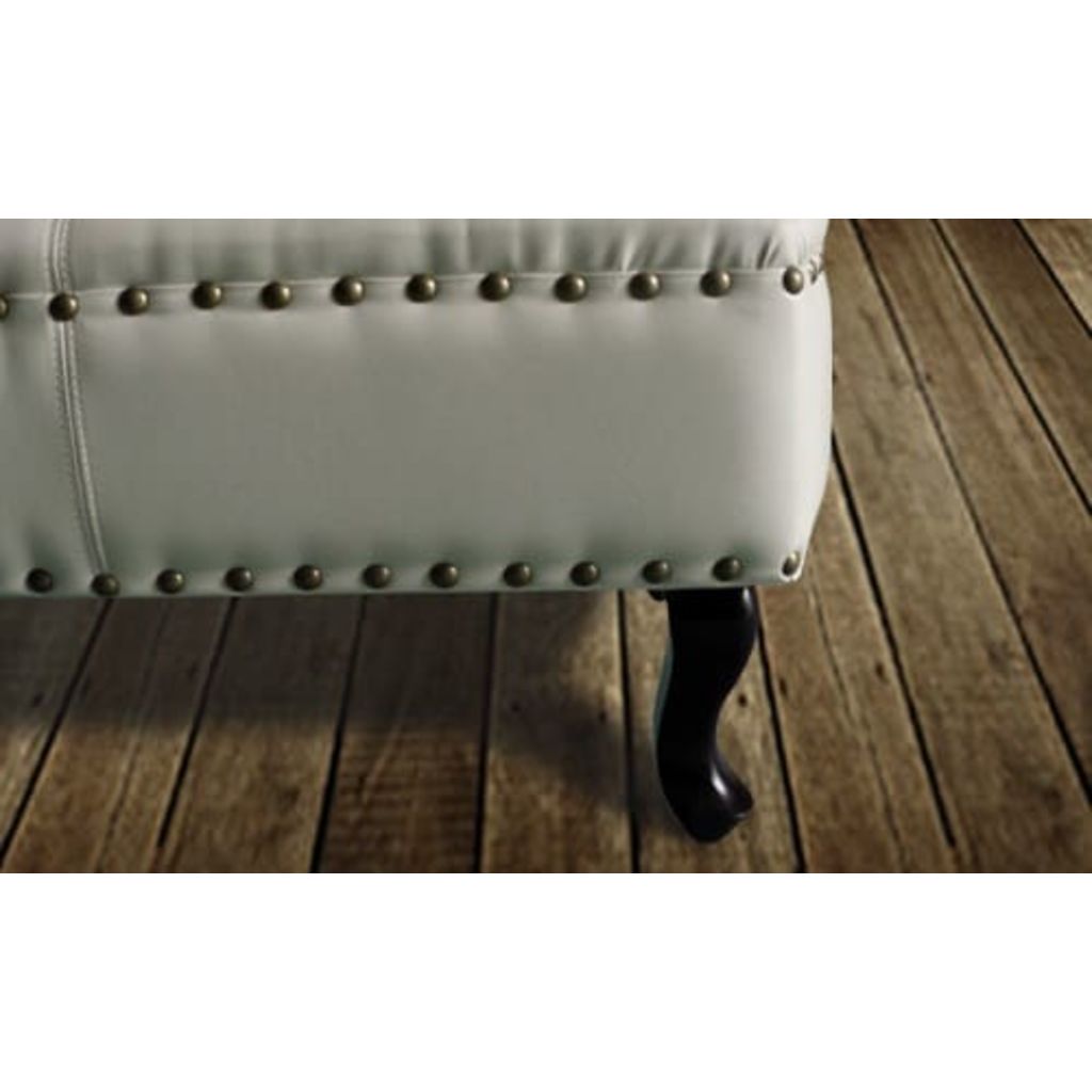 Chaise Lounge Artificial Leather Cream White