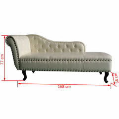 Chaise Lounge Artificial Leather Cream White