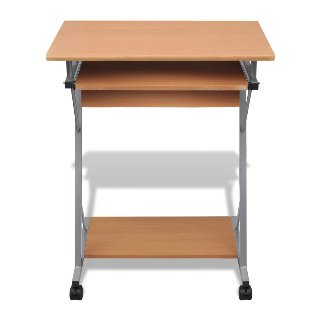 Computer Desk Pull Out Tray Brown Furniture Office Student Table