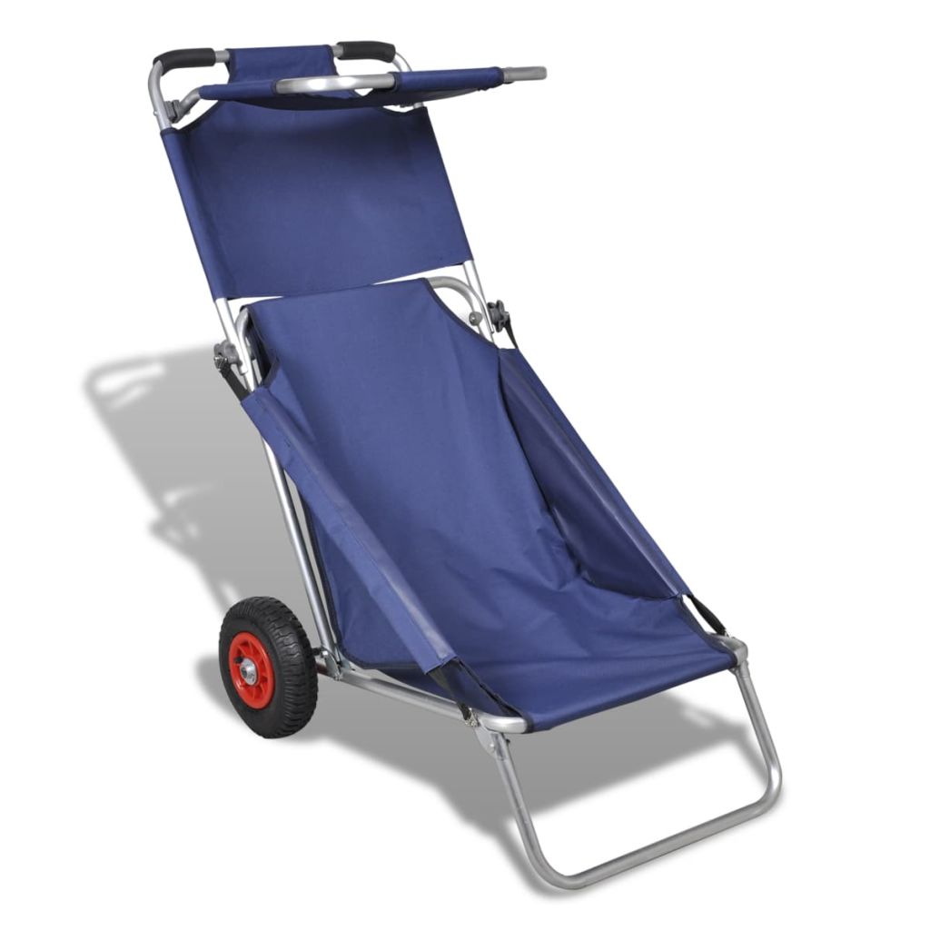 Beach Trolley with Wheels Portable Foldable Blue