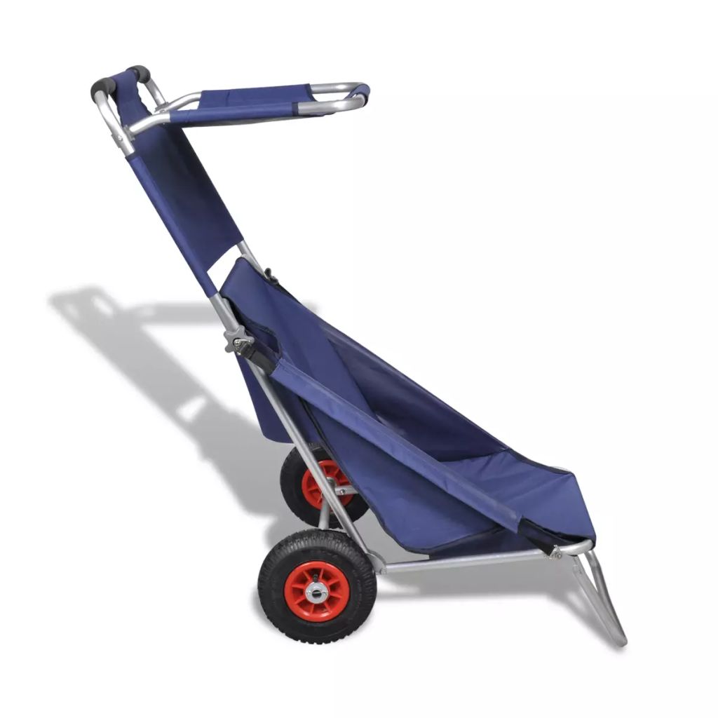 Beach Trolley with Wheels Portable Foldable Blue