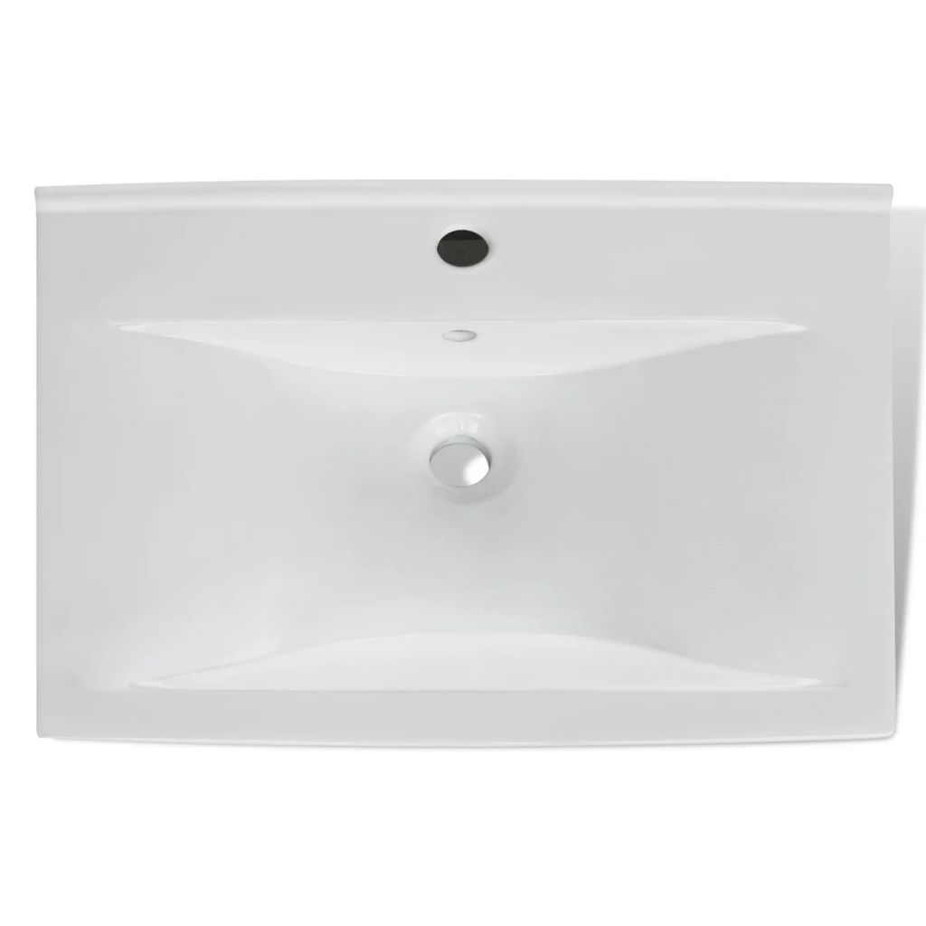 Luxury Ceramic Basin Rectangular Sink White with Faucet Hole
