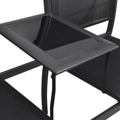 Steel 2-Seat Chair Double Black Textilene