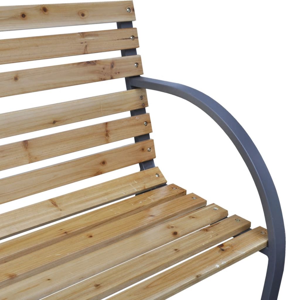 Iron Frame Garden Bench with Wood Slats