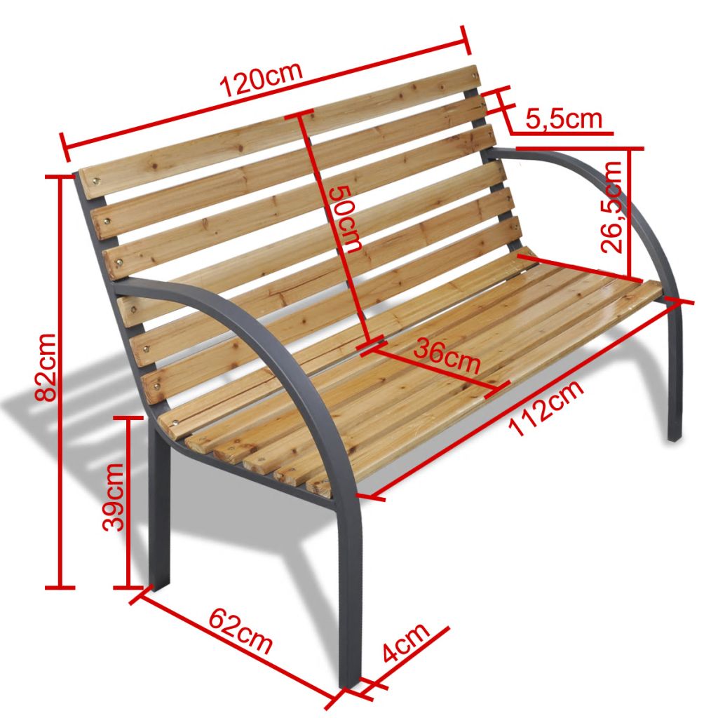 Iron Frame Garden Bench with Wood Slats