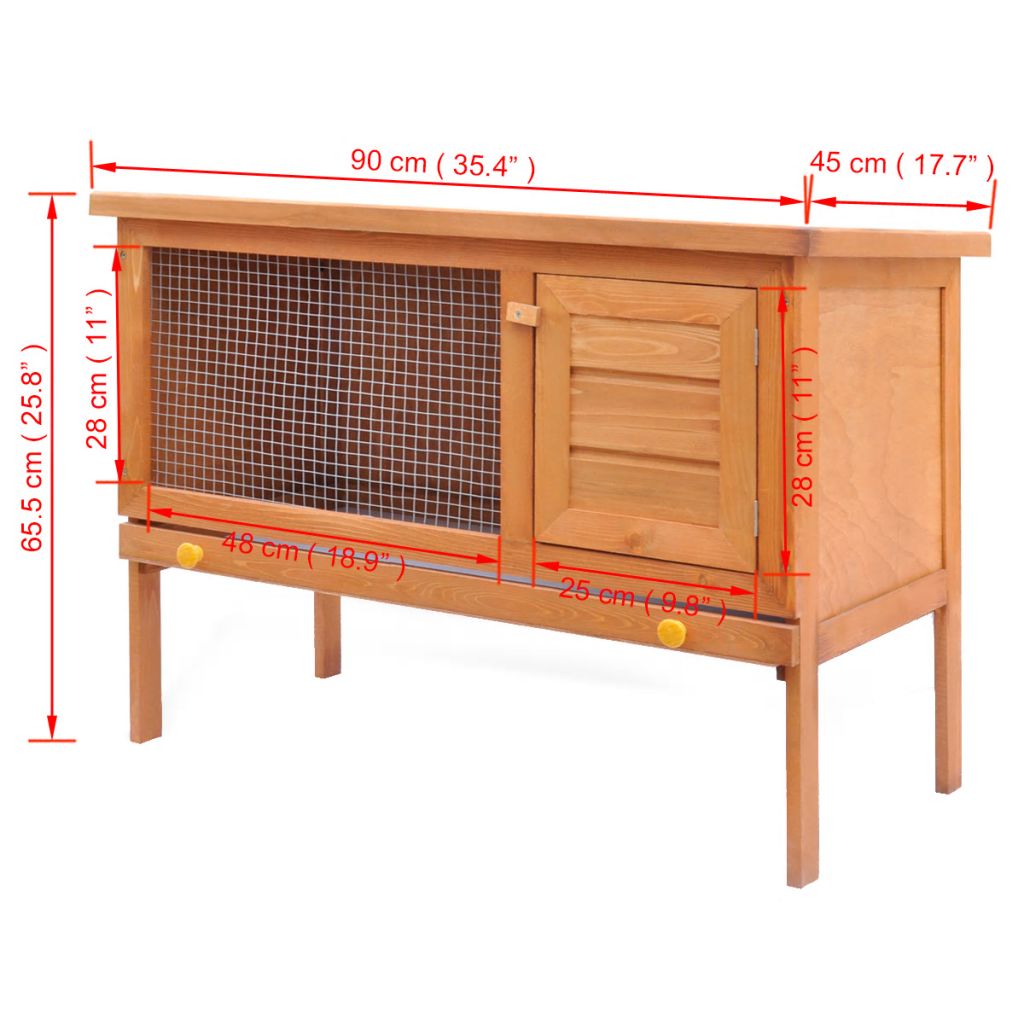 Outdoor Rabbit Hutch Small Animal House Pet Cage 1 Layer Wood