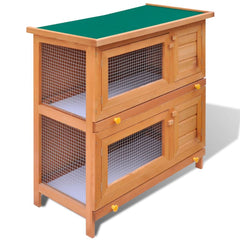 Outdoor Rabbit Hutch Small Animal House Pet Cage 4 Doors Wood