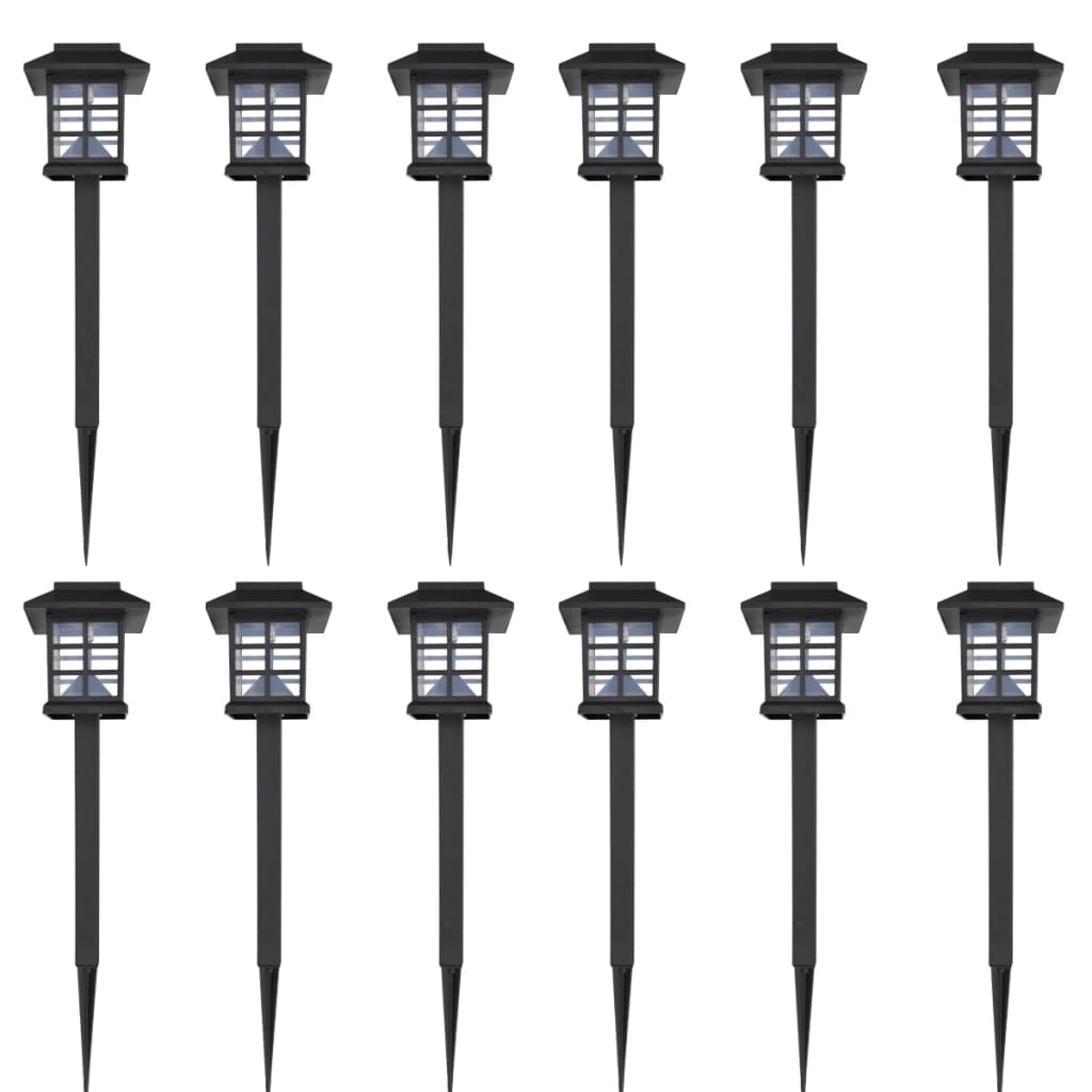Outdoor Solar Lamp LED Light Set 12 pcs with Spike 8.6 x 8.6 x 38 cm