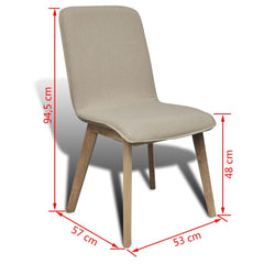 Dining Chairs 2 pcs with Oak Frame Fabric Beige