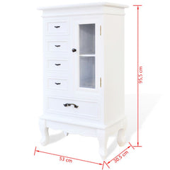 Cabinet with 5 Drawers 2 Shelves White